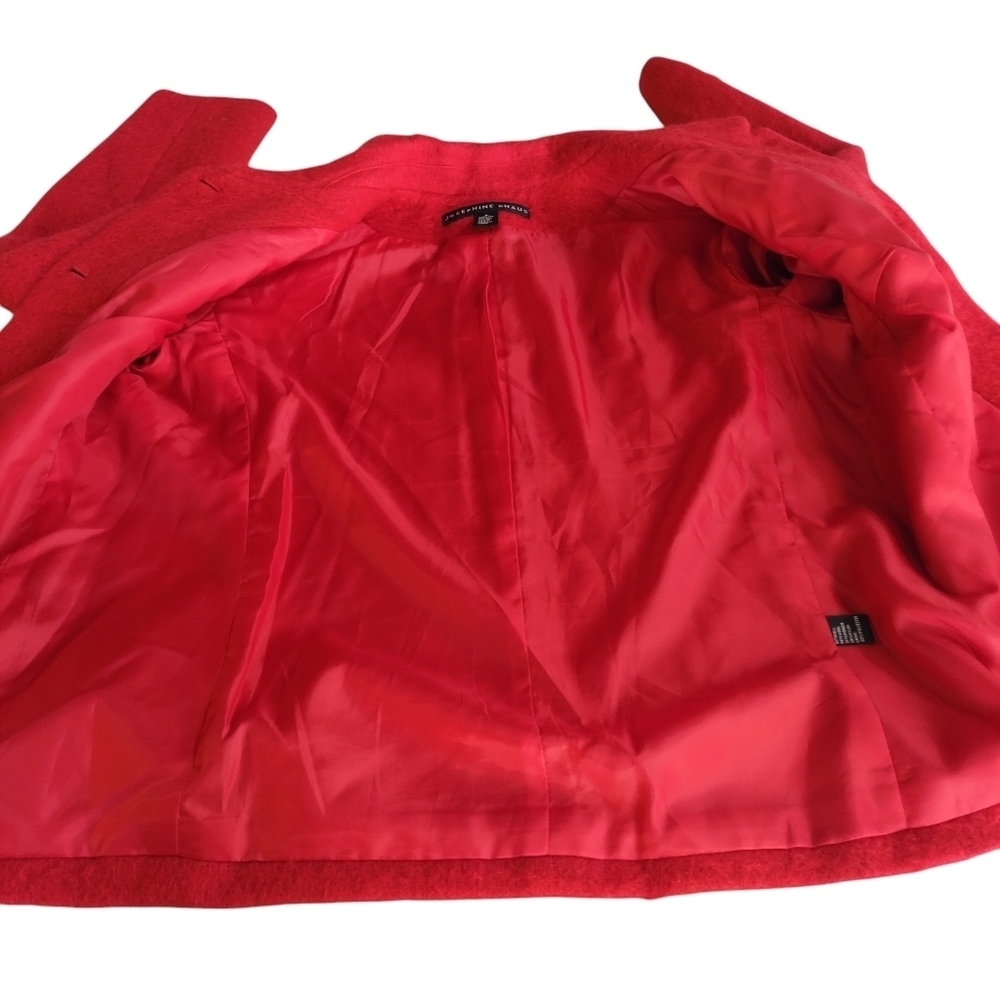 Josephine Chaus RED Fluffy Textural Wool Blend Blazer Jacket Size 8 - Picture 7 of 9